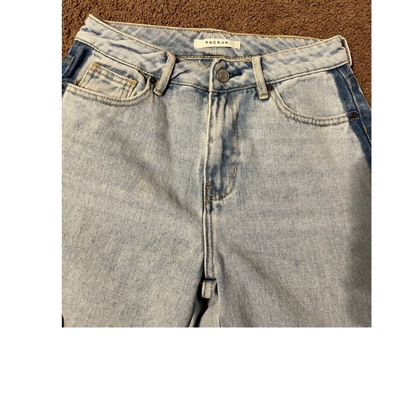 PacSun Mom Jeans Women's Size 24 Light Wash Blue‎ Denim Stripe Side Detail - Picture 2 of 11